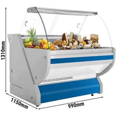 GGM Gastro Kühl-/ Fleischtheke - 1000mm - Blau - mit Fleischlicht & beleuchteter Frontblende