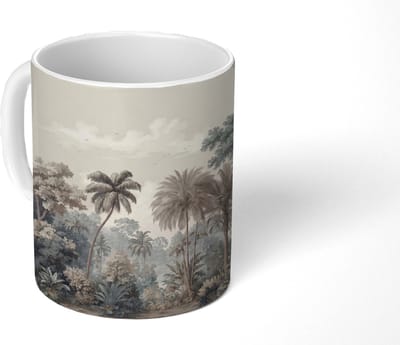 Mok - Koffiemok - Tropisch - Landschap - Illustratie - Mokken - 350 ML - Beker - Koffiemokken - Theemok