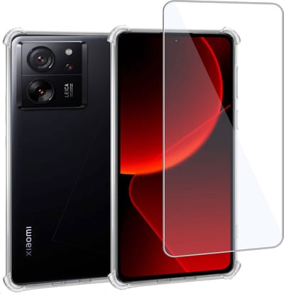 Geschikt voor Xiaomi 13T Pro - Hoesje + Screenprotector – Gehard Glas Cover + Shock Proof Case - Transparant