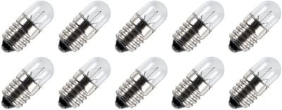 Signaallamp E10 12V 2W - 166 mAh - 10 stuks - T9 Gloeilamp Ø9mm - 23mm - 2500K - Dimbaar