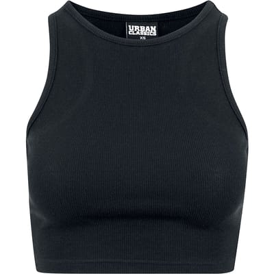 Urban Classics Top - Ladies Cropped Rib Top - XS tot 5XL - voor Vrouwen - zwart