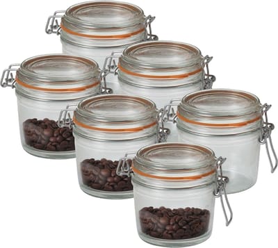Le Parfait Voorraad/weckpot - 6x - glas - transparant - 10 x 8,5 cm - 350 ml
