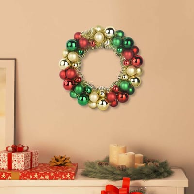 vidaXL - Kerstbal - Kransen - 2 - st - Multikleur - 33 - x - 33 - x - 7 - cm - Polystyreen