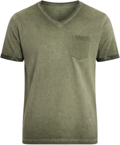 OMBRE T-shirt - Regular Fit - Katoen - Korte Mouw Olijf S