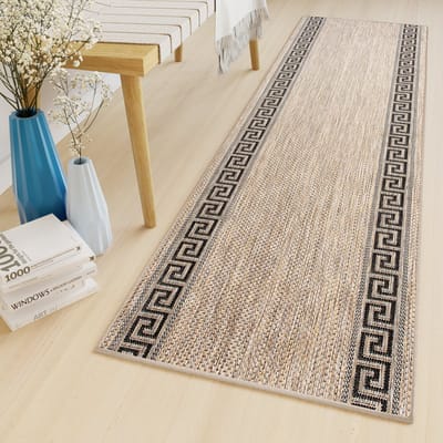 Tapiso Melissa Loper Laagpolig Beige Bruin Modern Indoor Outdoor Vloerkleed Maat- 70x400