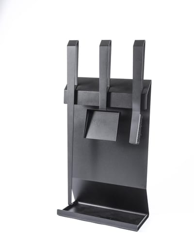 Haardset 3-delig - Deens Design - zwart - bezem - pook - schep - Edge Stand - houtkachel