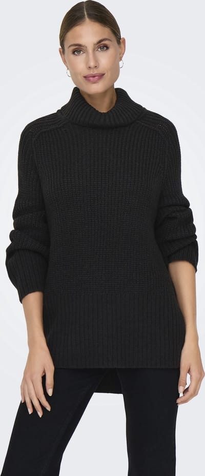 Jacqueline de Yong Trui Jdyjusty L/s Rn Raglan Slit Pull Kn 15337004 Black Dames Maat - M