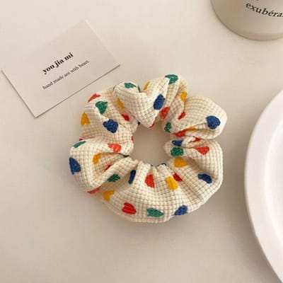 Femmes Mignon Imprimé Cœur Coloré Larges Élastiques à Cheveux Doux Porte-Queue de Cheval Chouchou Élastique à Cheveux Accessoires de Cheveux Mode multicolore
