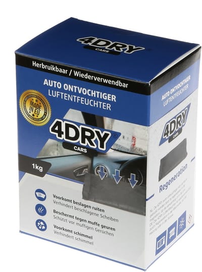 4DRY auto ontvochtiger | 1kg | tegen beslagen ruiten | 800 ml opnamecapaciteit | Regenereerbaar in magnetron