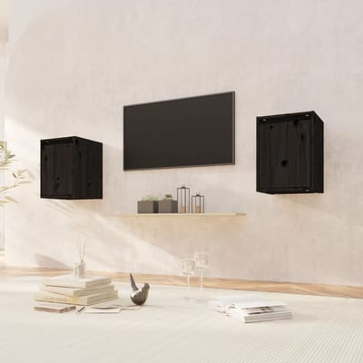 vidaXL - Wandkasten - 2 - st - 30x30x40 - cm - massief - grenenhout - zwart
