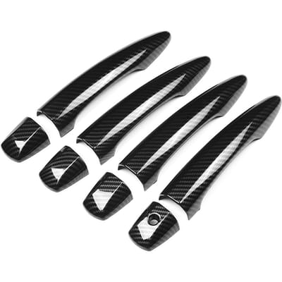 8 stuks Buitendeurklink Covers Sierlijsten Koolstofvezel Stijl Links Bestuurder Geschikt voor Nissan Teana 2019 black