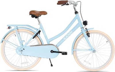 Meisjesfiets 22 inch - Kinderfiets Omafiets - Dagelijks Gebruik - Verstelbaar Zadel Stuur - 37cm Frame Maat - Lichtblauw