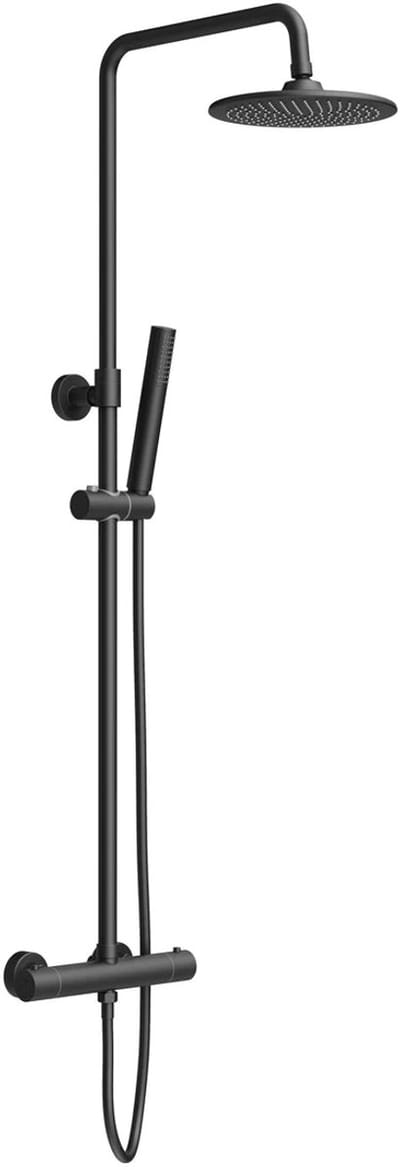 Zimmer thermostatische regendoucheset rond Ø25cm mat zwart – luxe douchekop met handdouche en temperatuurregeling – moderne badkamer set