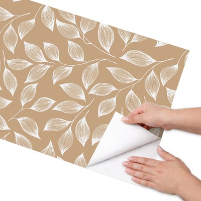 Coloray Meubel Wrap Folie - Beige Meubelfolie - 50x100 cm - Meubel Wrap Folie Bladrijke Harmonie - Plakfolie Meubels - Minimalist Meubelfolie - Decoratiefolie Zelfklevend - Slaapkamer decoratie - Achtergronden en patronen
