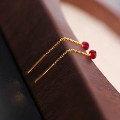 Originele nieuwe mini robijn roségoud oorbellen oorbellen boetiek Chinese stijl retro charme dames merk sieraden brown