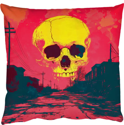 Sierkussens - Kussentjes Woonkamer - 50x50 cm - Straat - Verlaten - Schedel - Geel