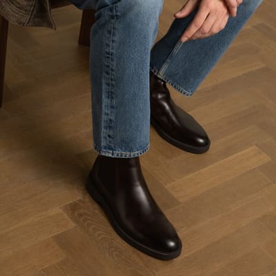 Manfield - Heren - Bruine leren chelsea boots - Maat 40