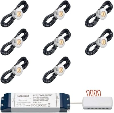 LED veranda inbouwspots Aragon bas inclusief trafo - inbouwspot / downlights / terrasoverkapping / led spot / 3W / dimbaar / warm wit / rond / 230V / IP44 / - set van 8 stuks