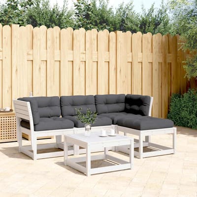 vidaXL - 4-delige - Loungeset - met - kussens - massief - grenenhout