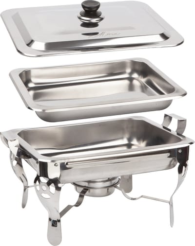 Alora Chafing Dish Chrome - Voedsel Verwamer - Voedsel Warmhouden - met Deksel - Buffetwarmer - Roestvrij Staal - Chrome - Warmhoudplaat - Bain Maria - Warmhoudbakken - 35 x 28 x 25cm - Warmhoudschalen