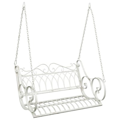 vidaXL - Schommelbank - Staal - 109 - x - 75 - x - 59 - cm - Antiek - wit