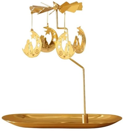 Dailygoods - Draaiende kaarsenhouder - Gouden kaars spinner - Roterende metalen theelicht houder - 18cm - Decoratie voor Valentijnsdag - Geschikt voor...