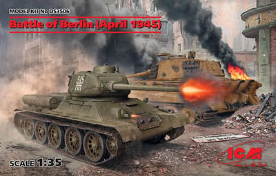 ICM Modelbouwpakket Militaire voertuigen - DS3506 Battle of Berlin (April 1945) T34-85, King Tiger Plastic - 1:35 - Modelbouw
