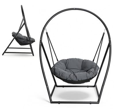 Comfortabele Hangstoel met Frame - IBali Hangschommel - Tot 150 kg - IVoor Binnen & Buiten - Inclusief Zacht Kussen - Egg Chair