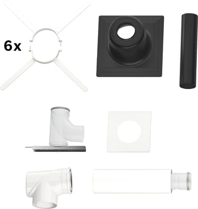 Bosch Rookgasafvoer toebehoren FC-Set110-C93x (boven) basisset C93x kunststof d:110/160mm, 7738113075
