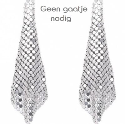 Pailletten- Clip oorbellen -zilverkleur-lang- geen gaatje- Charme Bijoux