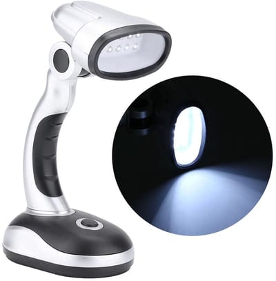 Bureaulamp, verstelbare bureaulamp met 12 led's, oogvriendelijke leeslamp, werkt op batterijen.