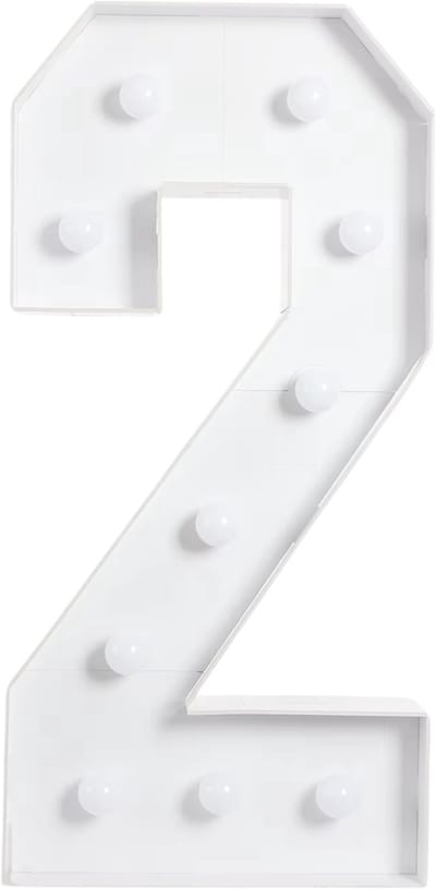 Lichtgevende cijfers - Cijferlamp – Voor Verjaardag, Jubileum & Bruiloft – 100x48 cm – Cijfer 2