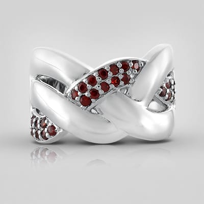 Cavill - 925 Sterling Zilver Ring met 0,576 ct Roze Zirkonen - Platina Geplateerd - Modern Gekruist Band Ontwerp - Luxe Damesring Maat 17