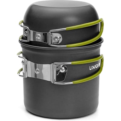 Campingkookgerei Draagbare eetset Campingpot en pannen kookset Type 2 groen