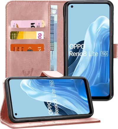 Hoesje geschikt voor Oppo Reno 8 Lite - Portemonnee Book Case Rosegoud