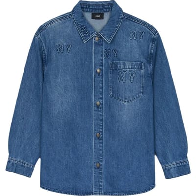 MLB New York Yankees Décontracté Simple Confortable Polyvalent Chemise à Manches Longues Chemises Unisexes Bleu Denim 3ADRM0444-50INS L gray