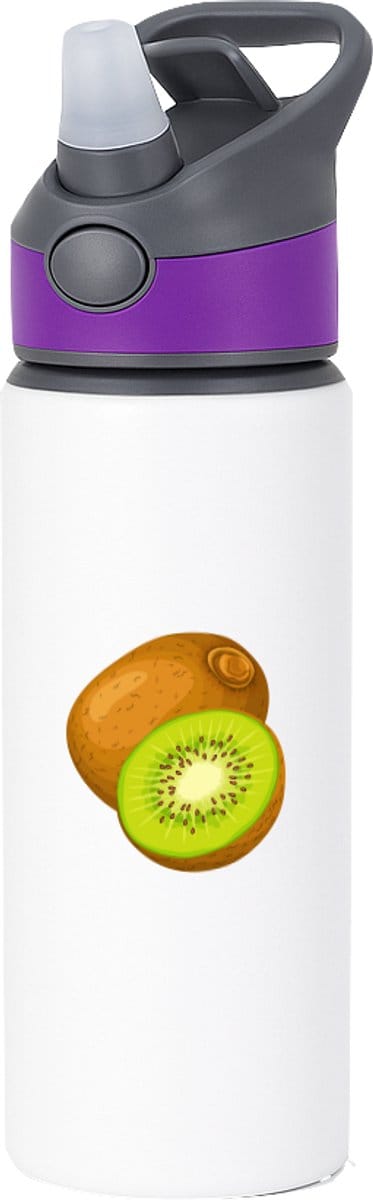 Hacebo® - Kiwi waterfles met rietje paars - Fruitschaal - Fruit liefhebbers - Vrucht - gezond eten - fruit - water fles - 650ML