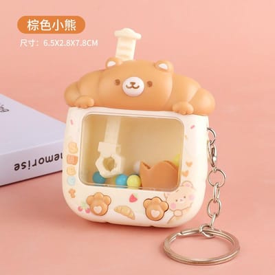 Cartoon Kleine Panda Mini Shiba Inu Grijpkraan Speelgoed Sleutelhanger Gacha Machine Hanger Cadeau beige