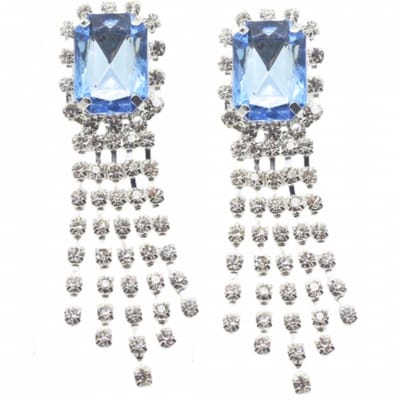 Clip oorbellen-blauw-strass-geen gaatje- Charme Bijoux