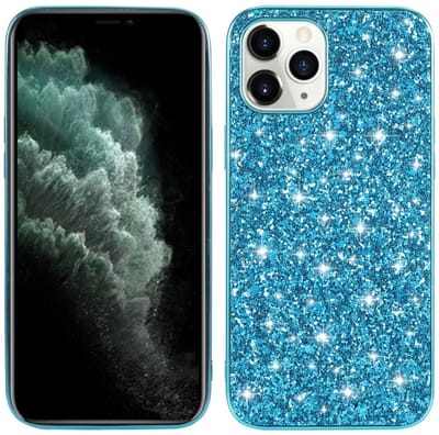 Coverup Hoesje - Geschikt voor iPhone 12 Mini Hoesje - Coverup Glitter Back Cover - Blauw