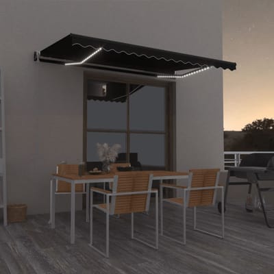 vidaXL - Luifel - automatisch - met - LED - en - windsensor - 400x350 - cm - antraciet