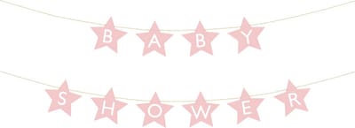 Partydeco - Babyshower banner sterren roze (2,9 mtr)