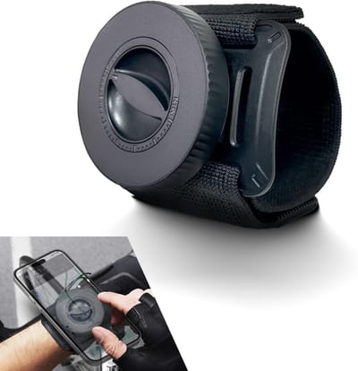 Magnetische polsband-telefoonhouder voor hardlopen – Verstelbare sportarmband voor mobiele telefoons – Handsfree telefoonhouder – Voor fietsen, wandelen, selfies, video's, hiken en livestreams (Zwart)