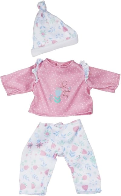 3-delige roze en witte onesie set voor babypoppen 9"-12", wasbaar
