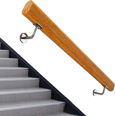 Trapleuning Hout - Wandsteun Leuning - Veiligheid Thuis - Massief Hout - 270 cm - Houtkleur