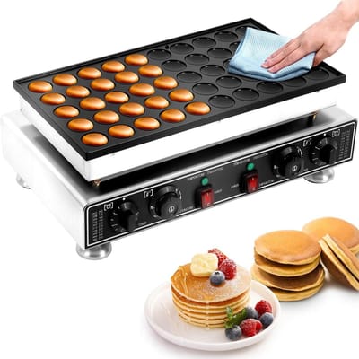 Mini Poffertjespan - Apparaat Dorayaki - Snacks Maken - Snelle Gelijkmatige Verwarming - 25 of 50 Stuks - Zilver Zwart