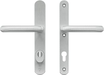 AXA Veiligheids Deurbeslag set - Oval Plus - Deurkruk Aluminium - SKG3 - PC85 met kerntrekbeveiliging - Schild smal