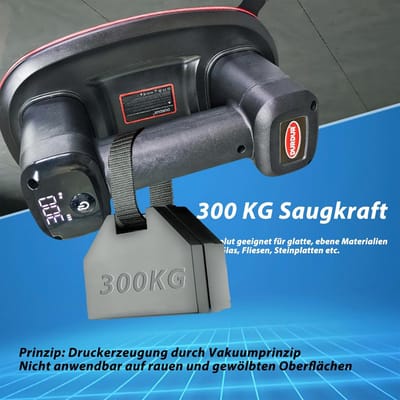 Accu Zuiglift - Vacuüm Tegellift - Materiaal Verplaatsen - Dubbele Motor Kracht - 300 kg Draagkracht - Zwart
