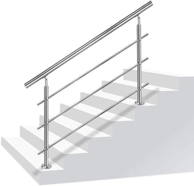 RVS Trapleuning 80 cm met 3 Steunen - Wandmontage Inclusief Bevestigingsmateriaal