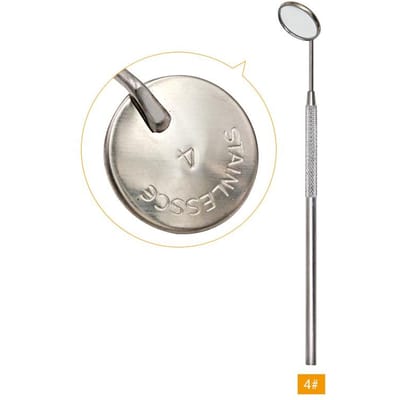 Miroir buccal dentaire Manche en acier inoxydable Réflecteur buccal Outil d'extension de cils 2 tailles Équipement de dentiste